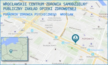 PORADNIA ZDROWIA PSYCHICZNEGO - WROCŁAWSKIE CENTRUM ZDROWIA SAMODZIELNY PUBLICZNY ZAKŁAD OPIEKI ZDROWOTNEJ - UL. LEGNICKA 59/U12,  WROCŁAW