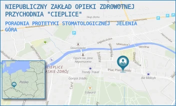 PORADNIA PROTETYKI STOMATOLOGICZNEJ - NIEPUBLICZNY ZAKŁAD OPIEKI ZDROWOTNEJ PRZYCHODNIA "CIEPLICE" - UL. PL. PIASTOWSKI 20,  JELENIA GÓRA