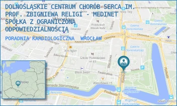 PORADNIA KARDIOLOGICZNA - DOLNOŚLĄSKIE CENTRUM CHORÓB SERCA IM. PROF. ZBIGNIEWA RELIGI - MEDINET SPÓŁKA Z OGRANICZONĄ ODPOWIEDZIALNOŚCIĄ - UL. PIOTRA SKARGI 19,  WROCŁAW