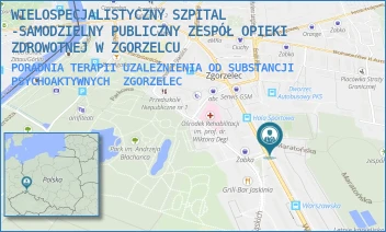 PORADNIA TERAPII UZALEŻNIENIA OD SUBSTANCJI PSYCHOAKTYWNYCH - WIELOSPECJALISTYCZNY SZPITAL -SAMODZIELNY PUBLICZNY ZESPÓŁ OPIEKI ZDROWOTNEJ W ZGORZELCU - UL. WARSZAWSKA 37A,  ZGORZELEC