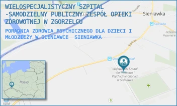 PORADNIA ZDROWIA PSYCHICZNEGO DLA DZIECI I MŁODZIEŻY W SIENIAWCE - WIELOSPECJALISTYCZNY SZPITAL -SAMODZIELNY PUBLICZNY ZESPÓŁ OPIEKI ZDROWOTNEJ W ZGORZELCU - UL. ROLNICZA 25,  SIENIAWKA