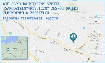 PRACOWNIA FIZJOTERAPII - WIELOSPECJALISTYCZNY SZPITAL -SAMODZIELNY PUBLICZNY ZESPÓŁ OPIEKI ZDROWOTNEJ W ZGORZELCU - UL. WOLNOŚCI 20 E,  OLSZYNA