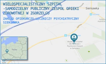 ZAKŁAD OPIEKUŃCZO-LECZNICZY PSYCHIATRYCZNY - WIELOSPECJALISTYCZNY SZPITAL -SAMODZIELNY PUBLICZNY ZESPÓŁ OPIEKI ZDROWOTNEJ W ZGORZELCU - UL. ROLNICZA 25,  SIENIAWKA