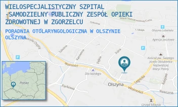 PORADNIA OTOLARYNGOLOGICZNA W OLSZYNIE - WIELOSPECJALISTYCZNY SZPITAL -SAMODZIELNY PUBLICZNY ZESPÓŁ OPIEKI ZDROWOTNEJ W ZGORZELCU - UL. WOLNOŚCI 20 E,  OLSZYNA