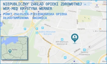 PUNKT ZGŁOSZEŃ-PIELĘGNIARSKA OPIEKA DŁUGOTERMINOWA - NIEPUBLICZNY ZAKŁAD OPIEKI ZDROWOTNEJ - WER-MED KRYSTYNA WERNER - UL. JODŁOWA 38,  ŚWIDNICA