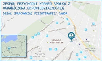 DZIAŁ (PRACOWNIA) FIZJOTERAPII - ZESPÓŁ PRZYCHODNI KORMED SPÓŁKA Z OGRANICZONĄ ODPOWIEDZIALNOŚCIĄ - UL. ROMANA DMOWSKIEGO 9,  JAWOR