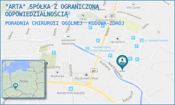 PORADNIA CHIRURGII OGÓLNEJ - "ARTA" SPÓŁKA Z OGRANICZONĄ ODPOWIEDZIALNOŚCIĄ - UL. CYPRIANA KAMILA NORWIDA 1,  KUDOWA-ZDRÓJ