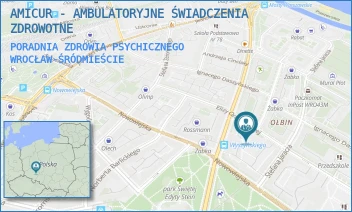 PORADNIA ZDROWIA PSYCHICZNEGO - AMICUR - AMBULATORYJNE ŚWIADCZENIA ZDROWOTNE - UL. ELIZY ORZESZKOWEJ 55/57,  WROCŁAW-ŚRÓDMIEŚCIE