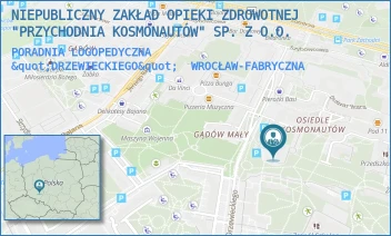 PORADNIA LOGOPEDYCZNA "DRZEWIECKIEGO" - NIEPUBLICZNY ZAKŁAD OPIEKI ZDROWOTNEJ "PRZYCHODNIA KOSMONAUTÓW" SP. Z O.O. - UL. STEFANA DRZEWIECKIEGO 36A,  WROCŁAW-FABRYCZNA