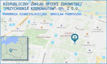 PORADNIA DIABETOLOGICZNA - NIEPUBLICZNY ZAKŁAD OPIEKI ZDROWOTNEJ "PRZYCHODNIA KOSMONAUTÓW" SP. Z O.O. - UL. EUGENIUSZA HORBACZEWSKIEGO 35,  WROCŁAW-FABRYCZNA