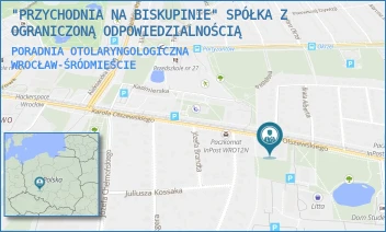 PORADNIA OTOLARYNGOLOGICZNA - "PRZYCHODNIA NA BISKUPINIE" SPÓŁKA Z OGRANICZONĄ ODPOWIEDZIALNOŚCIĄ - UL. KAROLA OLSZEWSKIEGO 21,  WROCŁAW-ŚRÓDMIEŚCIE