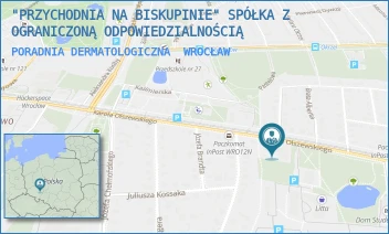 PORADNIA DERMATOLOGICZNA - "PRZYCHODNIA NA BISKUPINIE" SPÓŁKA Z OGRANICZONĄ ODPOWIEDZIALNOŚCIĄ - UL. KAROLA OLSZEWSKIEGO 21,  WROCŁAW