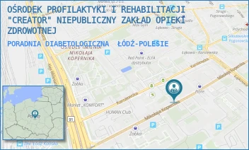 PORADNIA DIABETOLOGICZNA - OŚRODEK PROFILAKTYKI I REHABILITACJI "CREATOR" NIEPUBLICZNY ZAKŁAD OPIEKI ZDROWOTNEJ - UL. MIKOŁAJA KOPERNIKA 55A,  ŁÓDŹ-POLESIE