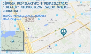 ZESPÓŁ REHABILITACJI DOMOWEJ - OŚRODEK PROFILAKTYKI I REHABILITACJI "CREATOR" NIEPUBLICZNY ZAKŁAD OPIEKI ZDROWOTNEJ - UL. MIKOŁAJA KOPERNIKA 55A,  ŁÓDŹ-POLESIE