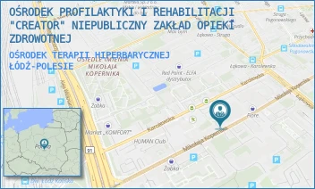 OŚRODEK TERAPII HIPERBARYCZNEJ - OŚRODEK PROFILAKTYKI I REHABILITACJI "CREATOR" NIEPUBLICZNY ZAKŁAD OPIEKI ZDROWOTNEJ - UL. MIKOŁAJA KOPERNIKA 55A,  ŁÓDŹ-POLESIE