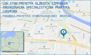 PORADNIA PROTETYKI STOMATOLOGICZNEJ - LEK.STOM.PROTETYK ELŻBIETA SZPRYNGER INDYWIDUALNA SPECJALISTYCZNA PRAKTYKA LEKARSKA - UL. ŚRODKOWA 5A,  WROCŁAW