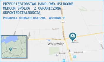PORADNIA DERMATOLOGICZNA - PRZEDSIĘBIORSTWO HANDLOWO-USŁUGOWE MEDCOM SPÓŁKA  Z OGRANICZONĄ ODPOWIEDZIALNOŚCIĄ - UL. ZDROWA 6,  WOJKOWICE