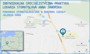 PORADNIA STOMATOLOGICZNA W BUDYNKU SZKOŁY - INDYWIDUALNA SPECJALISTYCZNA PRAKTYKA LEKARZA STOMATOLOGA ANNA JAWORSKA - UL. GRUNWALDZKA 64A,  JELENIA GÓRA