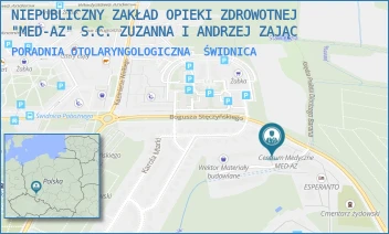 PORADNIA OTOLARYNGOLOGICZNA - NIEPUBLICZNY ZAKŁAD OPIEKI ZDROWOTNEJ "MED-AZ" S.C. ZUZANNA I ANDRZEJ ZAJĄC - UL. BOGUSZA STĘCZYŃSKIEGO 6,  ŚWIDNICA
