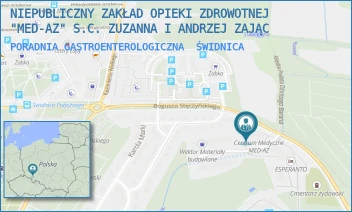 PORADNIA GASTROENTEROLOGICZNA - NIEPUBLICZNY ZAKŁAD OPIEKI ZDROWOTNEJ "MED-AZ" S.C. ZUZANNA I ANDRZEJ ZAJĄC - UL. BOGUSZA STĘCZYŃSKIEGO 6,  ŚWIDNICA