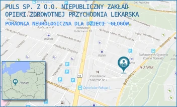 PORADNIA NEUROLOGICZNA DLA DZIECI - PULS SP. Z O.O. NIEPUBLICZNY ZAKŁAD OPIEKI ZDROWOTNEJ PRZYCHODNIA LEKARSKA - UL. STANISŁAWA MONIUSZKI 9,  GŁOGÓW