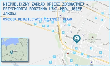 OŚRODEK REHABILITACJI DZIENNEJ - NIEPUBLICZNY ZAKŁAD OPIEKI ZDROWOTNEJ - PRZYCHODNIA RODZINNA LEK. MED. JÓZEF JAROSZ - ZACISZNA 17,  OŁAWA