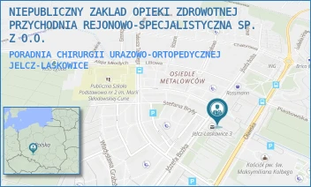 PORADNIA CHIRURGII URAZOWO-ORTOPEDYCZNEJ - NIEPUBLICZNY ZAKLAD OPIEKI ZDROWOTNEJ PRZYCHODNIA REJONOWO-SPECJALISTYCZNA SP. Z O.O. - UL. JÓZEFA BOŻKA 13,  JELCZ-LASKOWICE