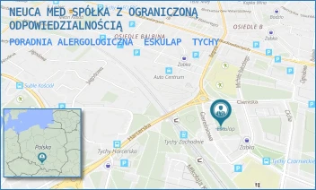 PORADNIA ALERGOLOGICZNA  ESKULAP - ŚWIAT ZDROWIA OPERATOR MEDYCZNY SP. Z O.O - UL. STEFANA CZARNIECKIEGO 6,  TYCHY