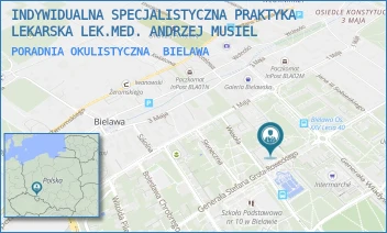 PORADNIA OKULISTYCZNA - INDYWIDUALNA SPECJALISTYCZNA PRAKTYKA LEKARSKA LEK.MED. ANDRZEJ MUSIEL - UL. GROTA ROWECKIEGO 3C,  BIELAWA