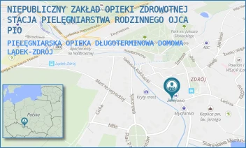 PIELĘGNIARSKA OPIEKA DŁUGOTERMINOWA DOMOWA - NIEPUBLICZNY ZAKŁAD OPIEKI ZDROWOTNEJ STACJA PIELĘGNIARSTWA RODZINNEGO OJCA PIO - UL. KOŚCIUSZKI 15,  LĄDEK-ZDRÓJ
