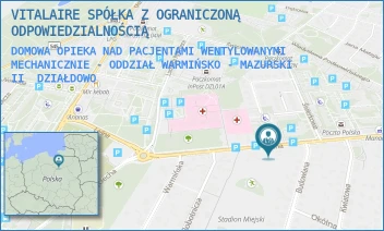 DOMOWA OPIEKA NAD PACJENTAMI WENTYLOWANYMI MECHANICZNIE - ODDZIAŁ WARMIŃSKO - MAZURSKI II - VITALAIRE SPÓŁKA Z OGRANICZONĄ ODPOWIEDZIALNOŚCIĄ - LEŚNA 14,  DZIAŁDOWO