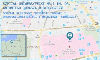 ODDZIAŁ KLINICZNY CHIRURGII OGÓLNEJ I ONKOLOGICZNEJ DZIECI I MŁODZIEŻY - SZPITAL UNIWERSYTECKI NR 1 IM. DR. ANTONIEGO JURASZA W BYDGOSZCZY - MARII SKŁODOWSKIEJ-CURIE 9,  BYDGOSZCZ