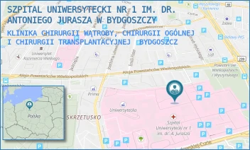 KLINIKA CHIRURGII WĄTROBY, CHIRURGII OGÓLNEJ I CHIRURGII TRANSPLANTACYJNEJ - SZPITAL UNIWERSYTECKI NR 1 IM. DR. ANTONIEGO JURASZA W BYDGOSZCZY - MARII SKŁODOWSKIEJ-CURIE 9,  BYDGOSZCZ