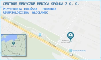 PRZYCHODNIA TORUŃSKA - PORADNIA REUMATOLOGICZNA - CENTRUM MEDYCZNE MEDICA SPÓŁKA Z O. O. - TORUŃSKA 222,  WŁOCŁAWEK