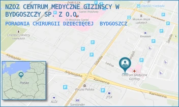 PORADNIA CHIRURGII DZIECIĘCEJ - NZOZ CENTRUM MEDYCZNE GIZIŃSCY W BYDGOSZCZY SP. Z O.O. - LEŚNA 9,  BYDGOSZCZ