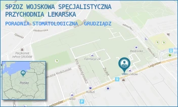 PORADNIA STOMATOLOGICZNA - WOJSKOWA SPECJALISTYCZNA PRZYCHODNIA LEKARSKA SAMODZIELNY PUBLICZNY ZAKŁAD OPIEKI ZDROWOTNEJ W GRUDZIĄDZU - LEGIONÓW 57,  GRUDZIĄDZ