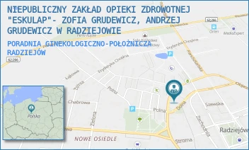PORADNIA GINEKOLOGICZNO-POŁOŻNICZA - NIEPUBLICZNY ZAKŁAD OPIEKI ZDROWOTNEJ "ESKULAP"- ZOFIA GRUDEWICZ, ANDRZEJ GRUDEWICZ W RADZIEJOWIE - DOLNA 22,  RADZIEJÓW