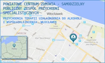 PRZYCHODNIA TERAPII UZALAŻNIENIA DO ALKOHOLU I WSPÓŁUZALEŻNIENIA - POWIATOWE CENTRUM ZDROWIA - SAMODZIELNY PUBLICZNY ZESPÓŁ PRZYCHODNI SPECJALISTYCZNYCH - STODÓLNA 70,  WŁOCŁAWEK