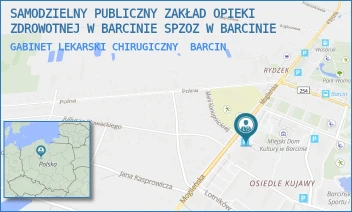 GABINET LEKARSKI CHIRUGICZNY - SAMODZIELNY PUBLICZNY ZAKŁAD OPIEKI ZDROWOTNEJ W BARCINIE SPZOZ W BARCINIE - MOGILEŃSKA 5,  BARCIN