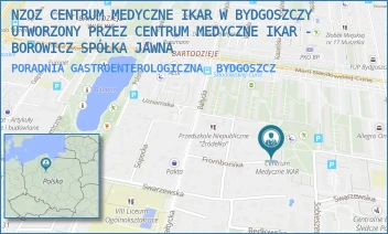 PORADNIA GASTROENTEROLOGICZNA - NZOZ CENTRUM MEDYCZNE IKAR W BYDGOSZCZY UTWORZONY PRZEZ CENTRUM MEDYCZNE IKAR - BOROWICZ SPÓŁKA JAWNA - FROMBORSKA 18,  BYDGOSZCZ