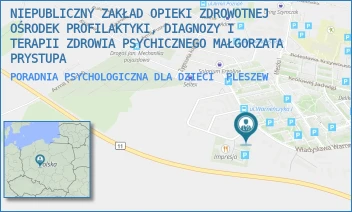 PORADNIA PSYCHOLOGICZNA DLA DZIECI - MAŁGORZATA PRYSTUPA - NZOZ OŚRODEK PROFILAKTYKI, DIAGNOZY I TERAPII ZDROWIA PSYCHICZNEGO MAŁGORZATA PRYSTUPA - ANNY JAGIELLONKI 3,  PLESZEW