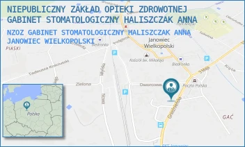 NZOZ GABINET STOMATOLOGICZNY HALISZCZAK ANNA - NIEPUBLICZNY ZAKŁAD OPIEKI ZDROWOTNEJ GABINET STOMATOLOGICZNY HALISZCZAK ANNA - GNIEŻNIEŃSKA 4,  JANOWIEC WIELKOPOLSKI