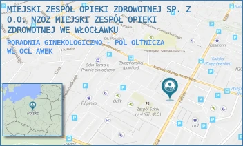 PORADNIA GINEKOLOGICZNO - POĹOĹŤNICZA - MIEJSKI ZESPÓŁ OPIEKI ZDROWOTNEJ SP. Z O.O. NZOZ MIEJSKI ZESPÓŁ OPIEKI ZDROWOTNEJ WE WŁOCŁAWKU - KALISKA 104 A,  WĹOCĹAWEK