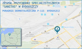 PORADNIA DERMATOLOGICZNA P-11S - ZESPÓŁ PRZYCHODNI SPECJALISTYCZNYCH "SANITAS" W BYDGOSZCZY - DWORCOWA 110,  BYDGOSZCZ