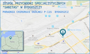 PORADNIA CHIRURGII OGÓLNEJ P-11S - ZESPÓŁ PRZYCHODNI SPECJALISTYCZNYCH "SANITAS" W BYDGOSZCZY - DWORCOWA 110,  BYDGOSZCZ