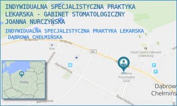 INDYWIDUALNA SPECJALISTYCZNA PRAKTYKA LEKARSKA - INDYWIDUALNA SPECJALISTYCZNA PRAKTYKA LEKARSKA - GABINET STOMATOLOGICZNY JOANNA NURCZYŃSKA - BYDGOSKA 38,  DĄBROWA CHEŁMIŃSKA
