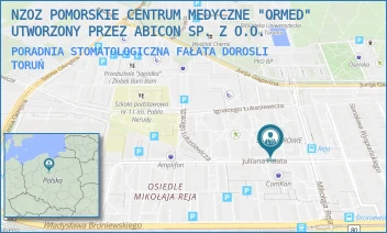 PORADNIA STOMATOLOGICZNA FAŁATA DOROSLI - NZOZ POMORSKIE CENTRUM MEDYCZNE "ORMED" UTWORZONY PRZEZ ABICON SP. Z O.O. - JULIANA FAŁATA 34/36,  TORUŃ
