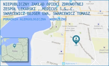 PORADNIA ALERGOLOGICZNA - NIEPUBLICZNY ZAKŁAD OPIEKI ZDROWOTNEJ ZESPÓŁ LEKARSKI ,,MEDICUS " S. C. SWARCEWICZ-BEJGER EWA, SWARCEWICZ TOMASZ - PRUSZYŃSKIEGO 10,  WĄBRZEŹNO