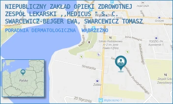PORADNIA DERMATOLOGICZNA - NIEPUBLICZNY ZAKŁAD OPIEKI ZDROWOTNEJ ZESPÓŁ LEKARSKI ,,MEDICUS " S. C. SWARCEWICZ-BEJGER EWA, SWARCEWICZ TOMASZ - PRUSZYŃSKIEGO 10,  WĄBRZEŹNO