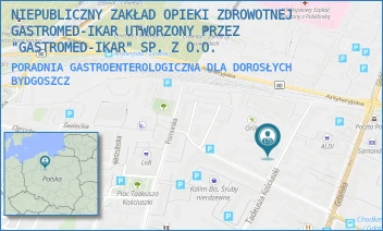 PORADNIA GASTROENTEROLOGICZNA DLA DOROSŁYCH - NIEPUBLICZNY ZAKŁAD OPIEKI ZDROWOTNEJ GASTROMED-IKAR UTWORZONY PRZEZ "GASTROMED-IKAR" SP. Z O.O. - KOŚCIUSZKI 35,  BYDGOSZCZ